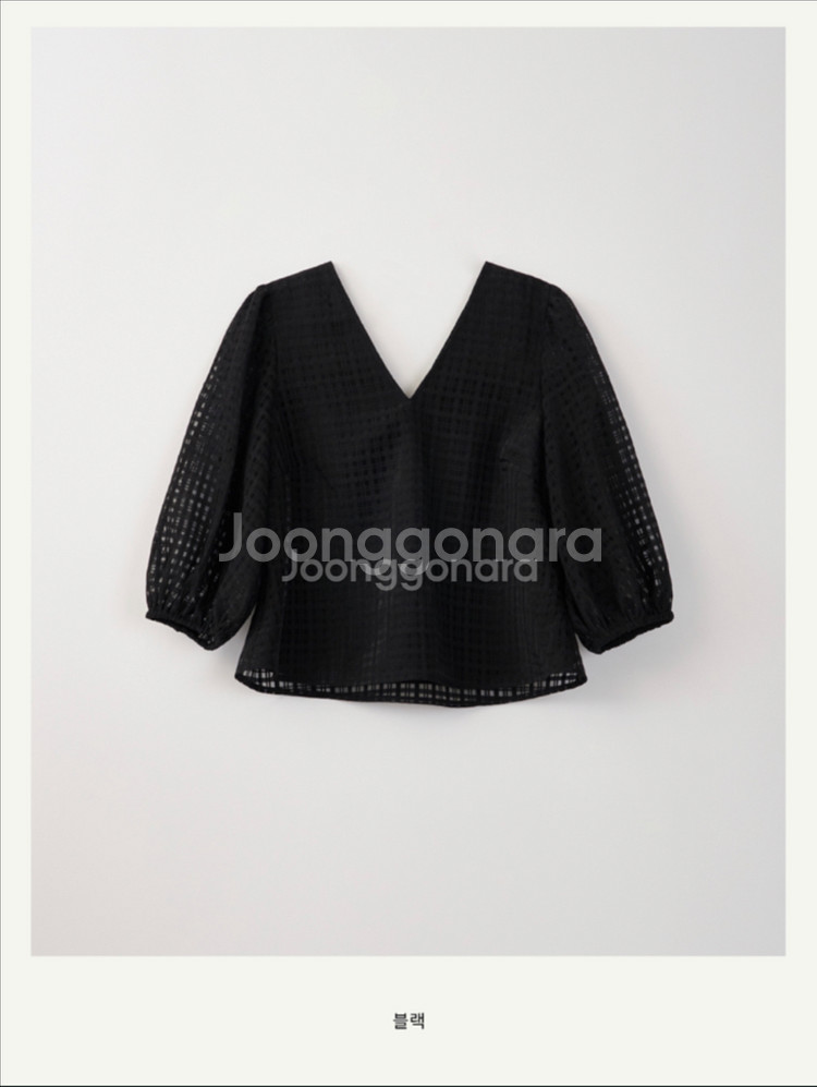 시에 sie 마티 체크 시어 블라우스 블랙 스몰 새상품--0
