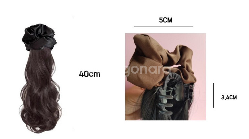 곱창 집게가발 웨이브 긴머리 포니테일 부분가발--4