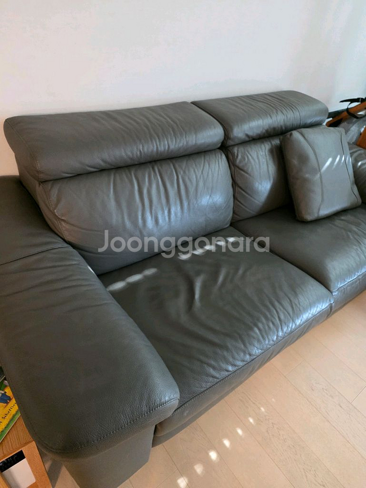 한샘 MVME 키안티 천연가죽 3인 리클라이너 소파--1