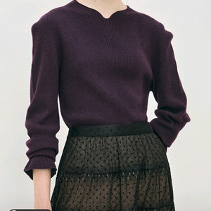 마인 울 블렌드 리브 니트탑 랑방 타임 더캐시미어