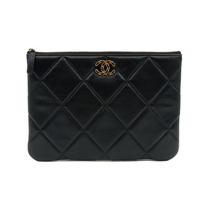 샤넬 블랙 램스킨 금장 CC로고 19 클러치 AP0951