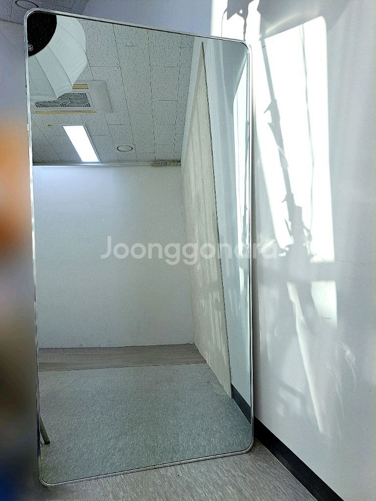 대형 미드센츄리 인테리어 전신거울 스틸 실버 라운드--0