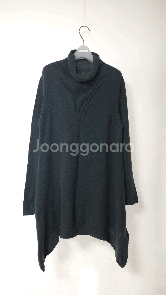 캐시미어100 터틀넥 언밸런스 니트 원피스 55~66--0