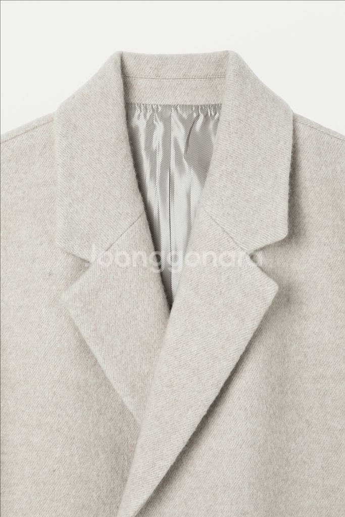 솔리드옴므 22fw 라이트그레이 싱글 롱 트윌 코트46--2