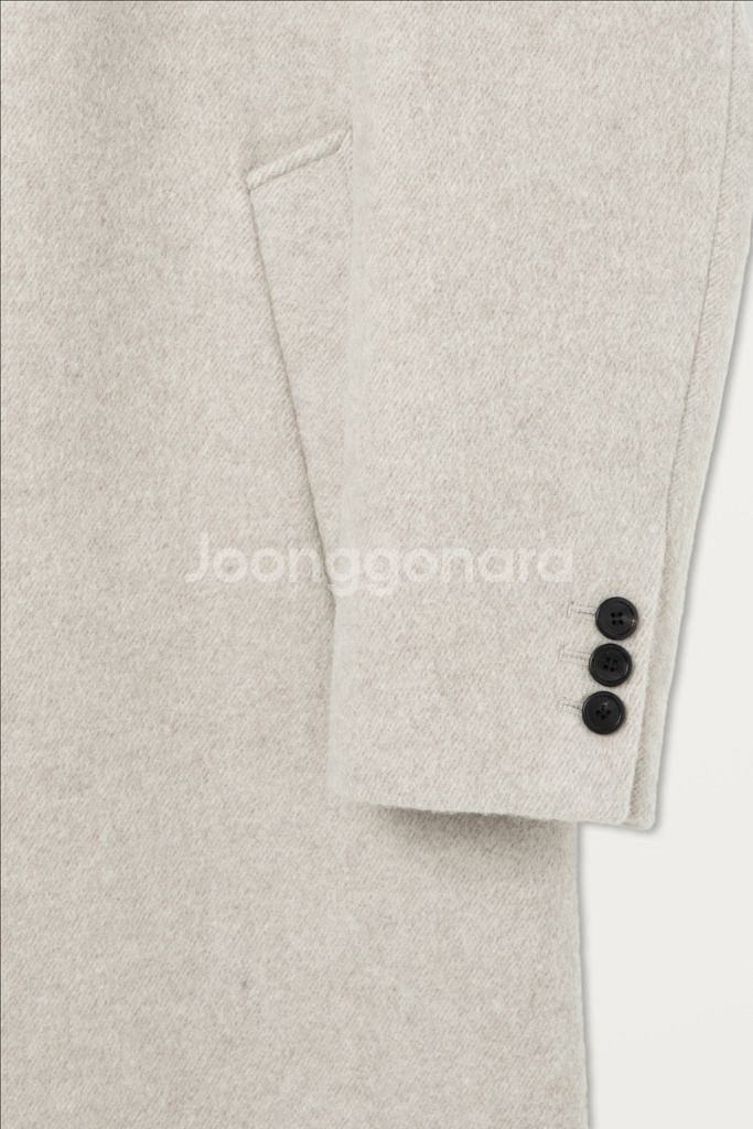 솔리드옴므 22fw 라이트그레이 싱글 롱 트윌 코트46--3