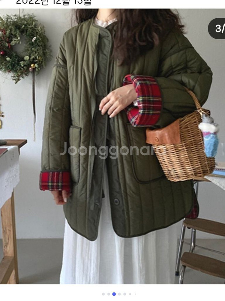 플란넬 패치 워싱 패딩 점퍼--0