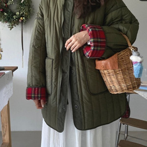 플란넬 패치 워싱 패딩 점퍼