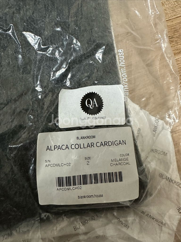 [2] 블랭크룸 알파카 카라 가디건 멜란지차콜--0