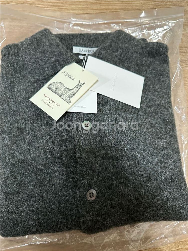 [2] 블랭크룸 알파카 카라 가디건 멜란지차콜--1