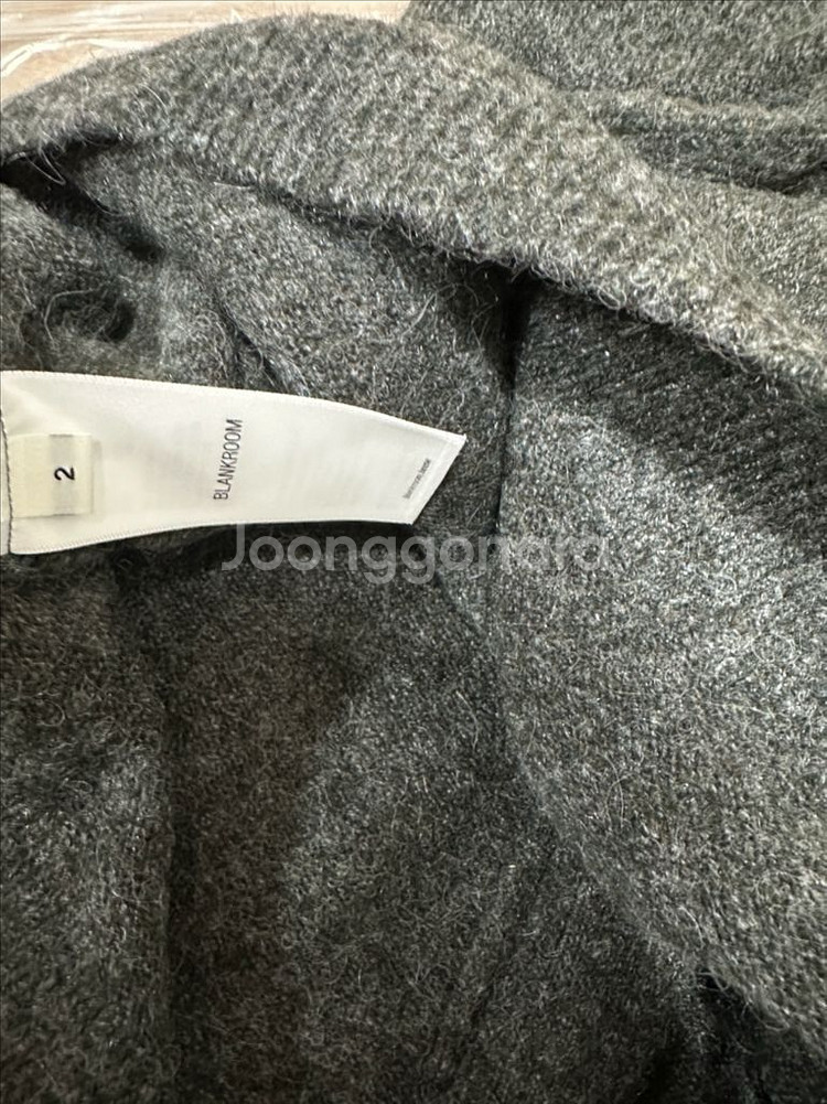 [2] 블랭크룸 알파카 카라 가디건 멜란지차콜--2