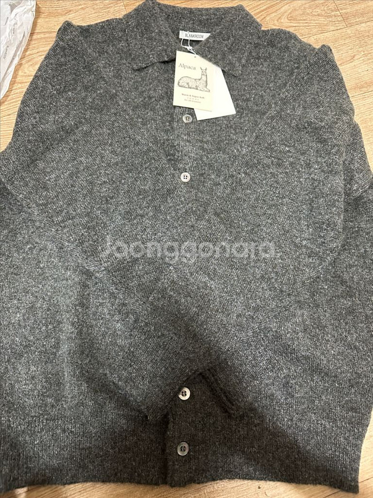[2] 블랭크룸 알파카 카라 가디건 멜란지차콜--5