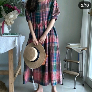 로즈베이 체크 원피스