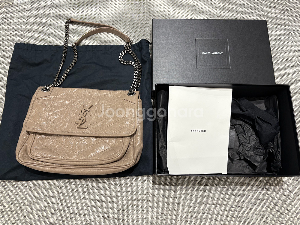 생로랑 니키백 미디움 베이지--8