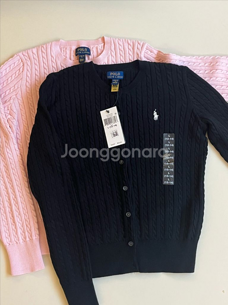 새상품) 폴로 걸즈 가디건 (블랙, 핑크ㅎ--3