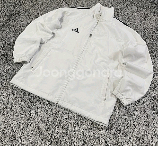 아디다스 화이트 바람막이 트랙탑 져지자켓 95/M--0