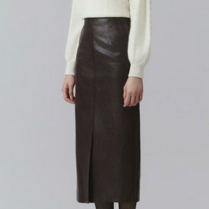 잇미샤 에코 레더 슬릿 스커트 브라운