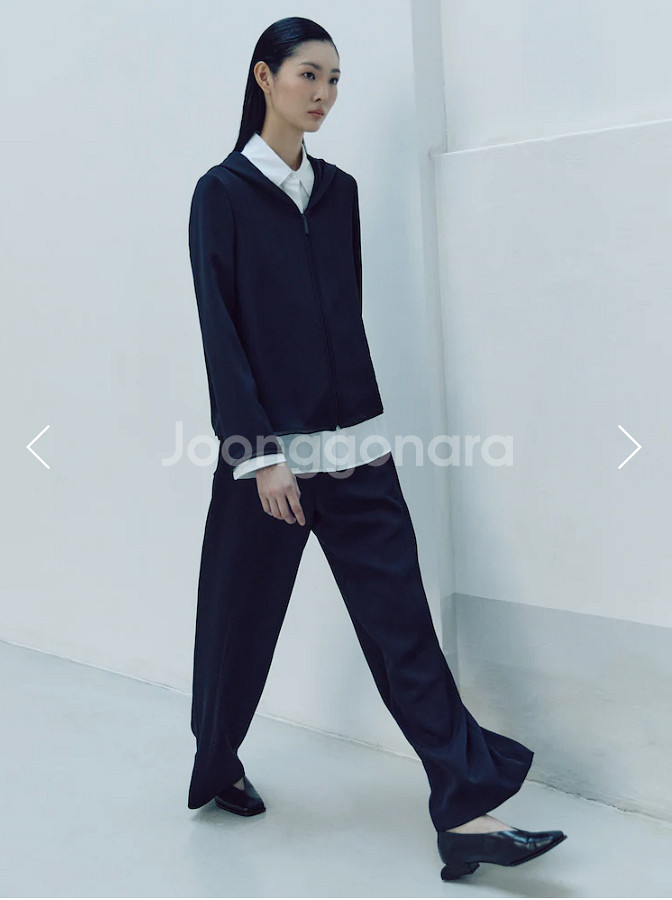 구호 25 신상 크링클 후드 집업 여성 플리츠 자켓 M 블랙--5