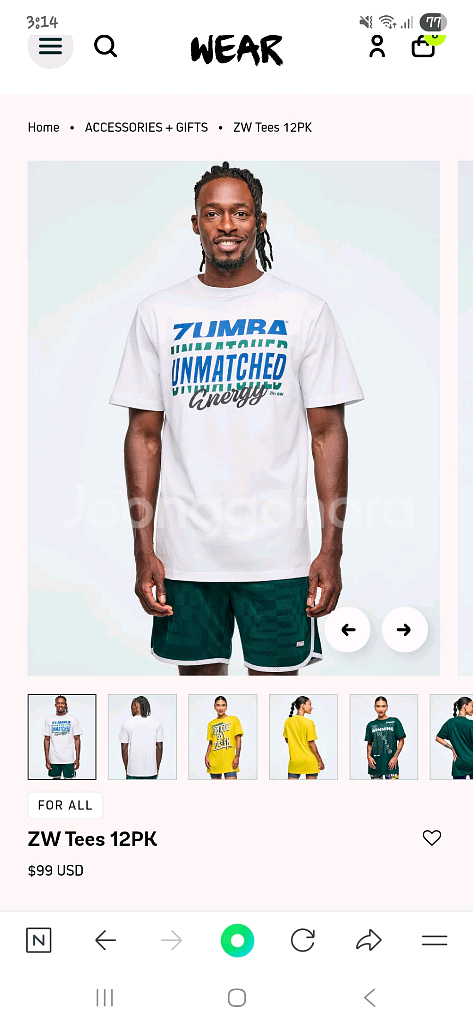 (새상품) 줌바웨어 ZW 티셔츠--2