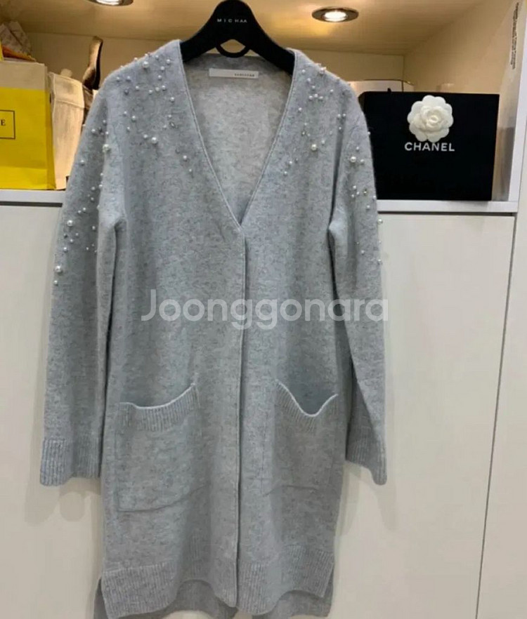 레니본 파스텔 진주 롱가디건 (55-66)--0