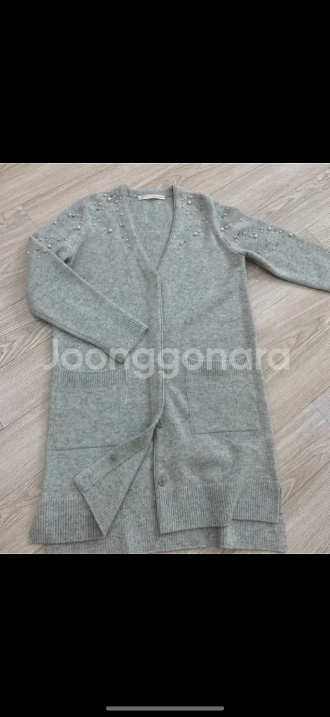 레니본 파스텔 진주 롱가디건 (55-66)--2