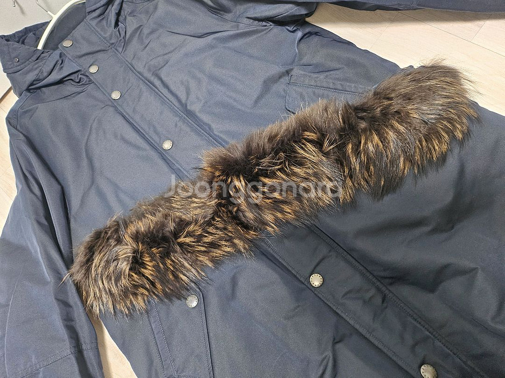 커스텀멜로우 라쿤퍼 구스다운 롱패딩 네이비--2