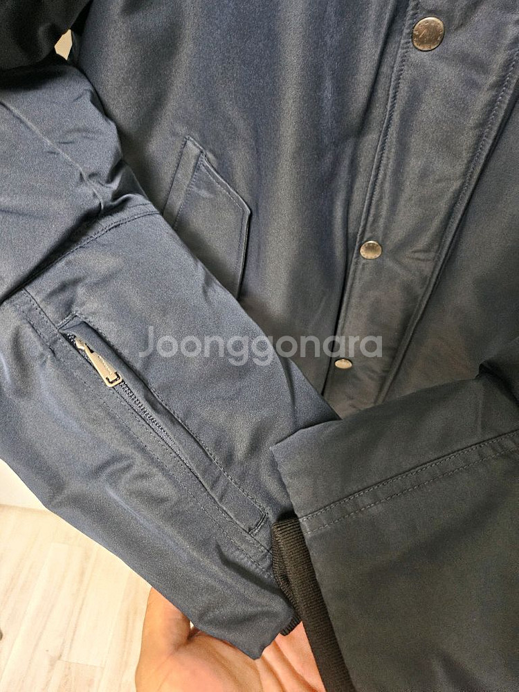 커스텀멜로우 라쿤퍼 구스다운 롱패딩 네이비--1