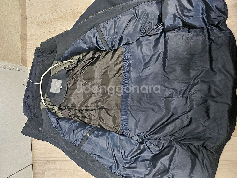 커스텀멜로우 라쿤퍼 구스다운 롱패딩 네이비--3