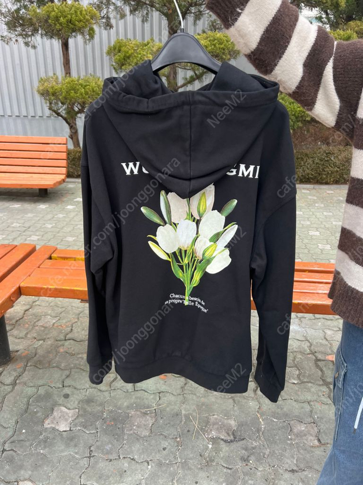 22SS-우영미 플라워 프린트 백로고 후드 블랙(50사이즈, 105) 이미지