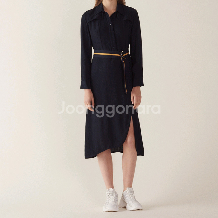 산드로-네이비 도트 셔츠 원피스--0