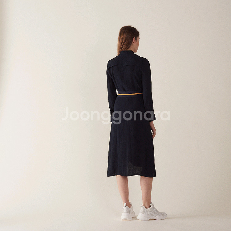 산드로-네이비 도트 셔츠 원피스--1