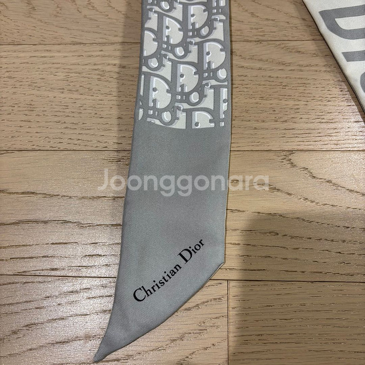 [정품] 디올 오블리크 미차 실크 스카프 그레이--1