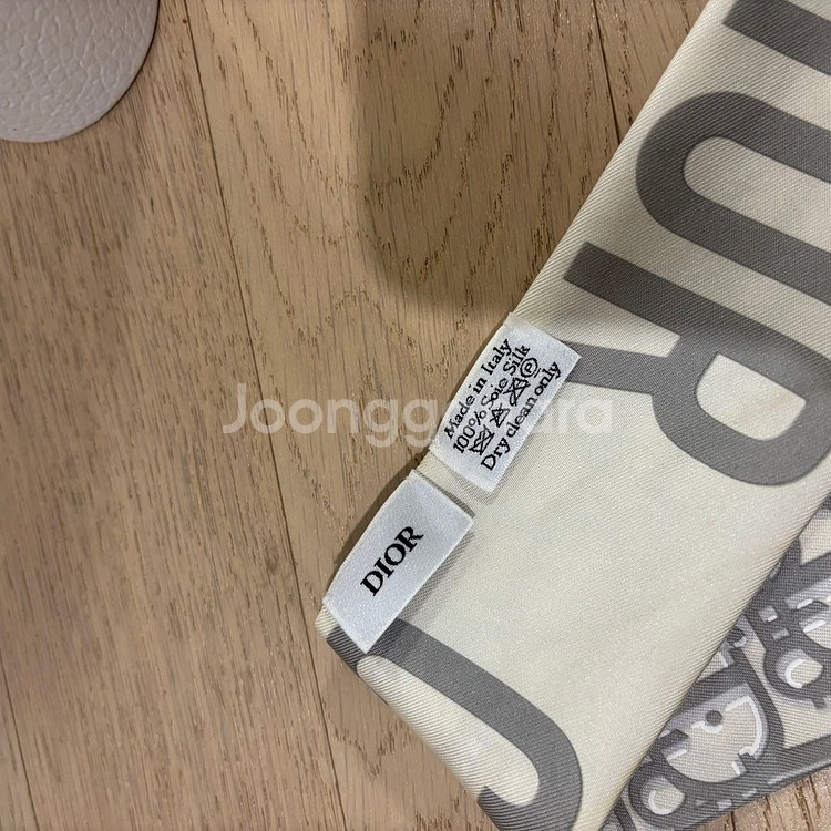 [정품] 디올 오블리크 미차 실크 스카프 그레이--4