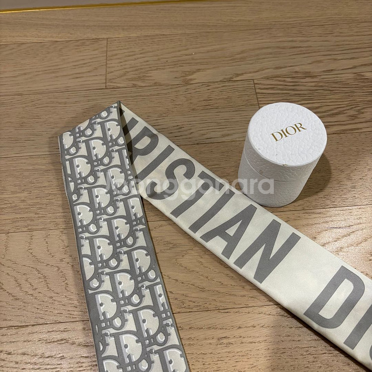 [정품] 디올 오블리크 미차 실크 스카프 그레이--2