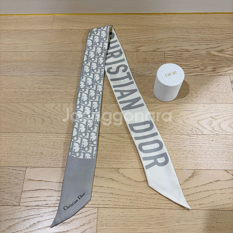 [정품] 디올 오블리크 미차 실크 스카프 그레이--0