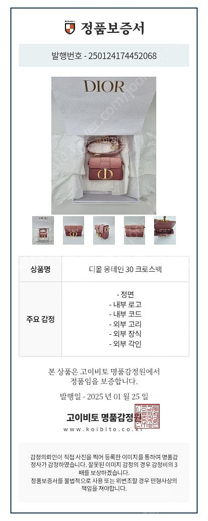 디올 몽테인 크로스백--1