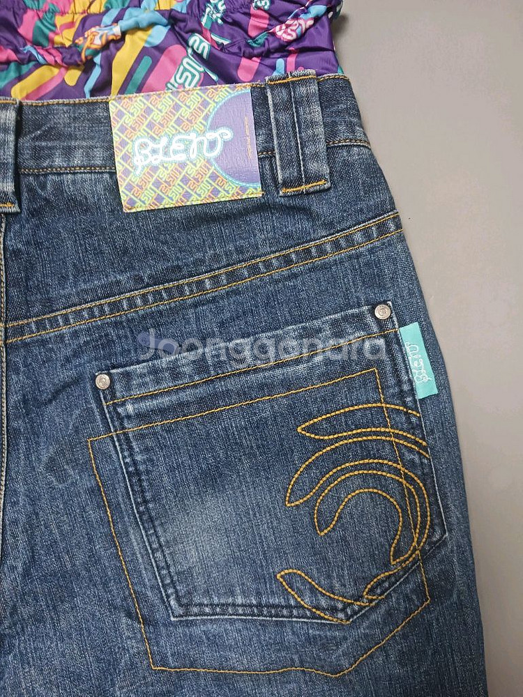 [M] 블렌트 마블 레이어드 데님 팬츠 보드복 스키복--8