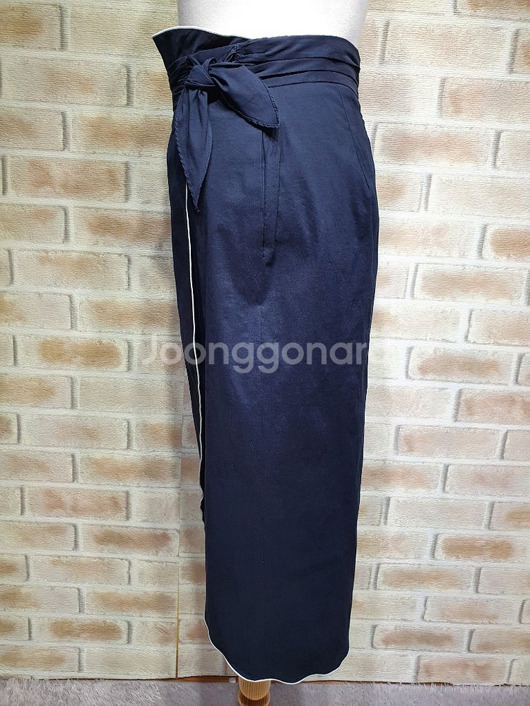 시슬리 정품 새것수준 리본벨트 랩 미디스커트26인치--6