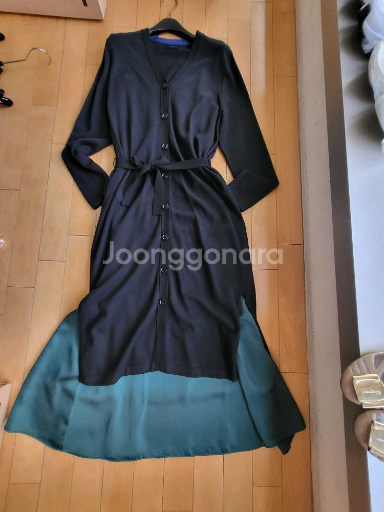 타임 브이넥 롱 원피스 긴디건--0