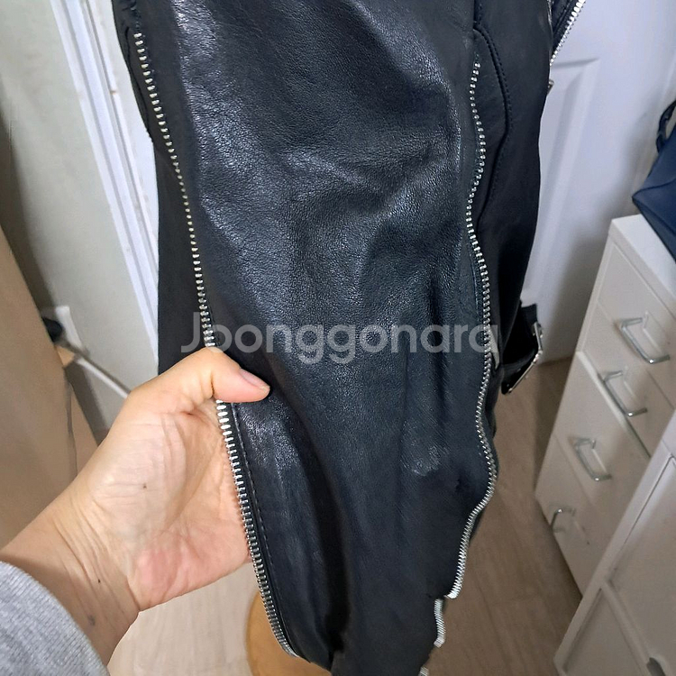 Hogan 호간 램스킨 양가죽 라이더 자켓 40사이즈(약44~날씬55)--6