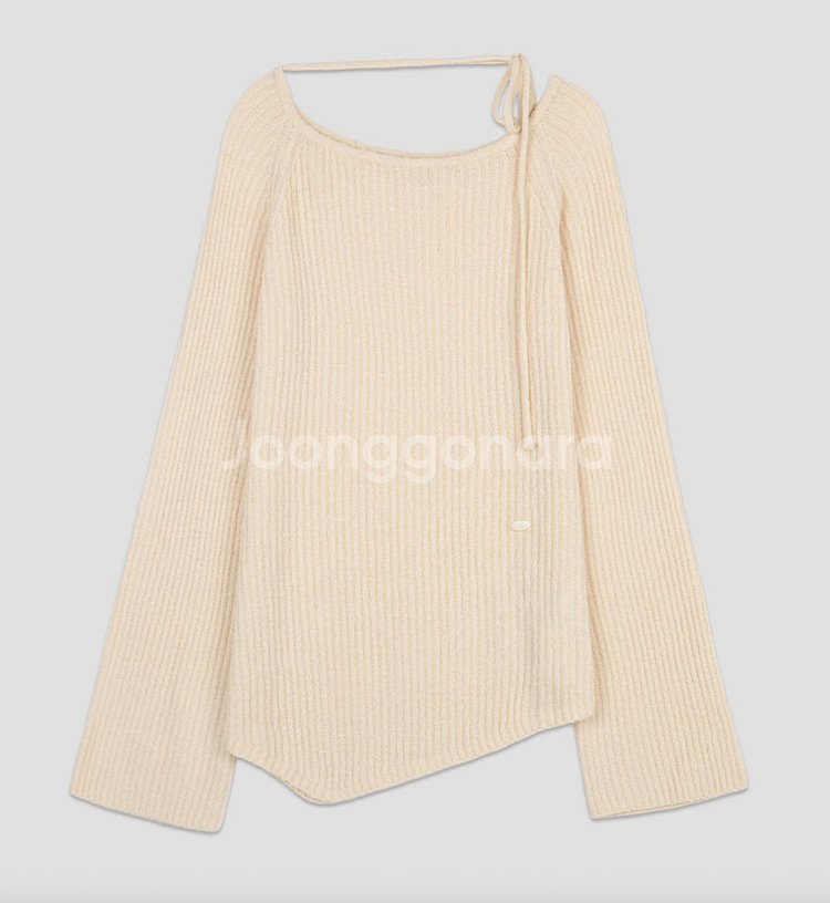 [아틀리에나인] 언발 넥 울 니트 스웨터--3