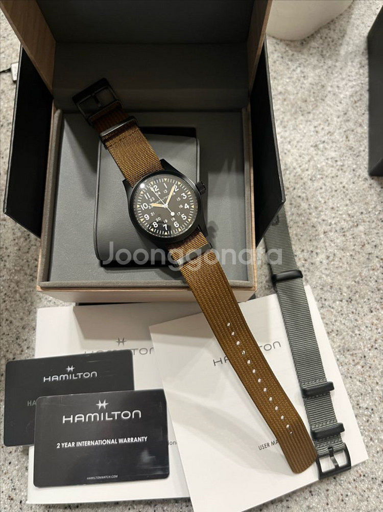 해밀턴 카키필드 수동 pvd 올블랙 검판 판매합미다--0