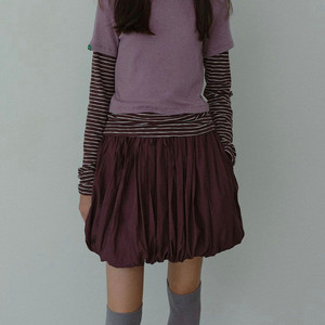 [노컨텐츠] 스트링 벌룬 미니 스커트 와인