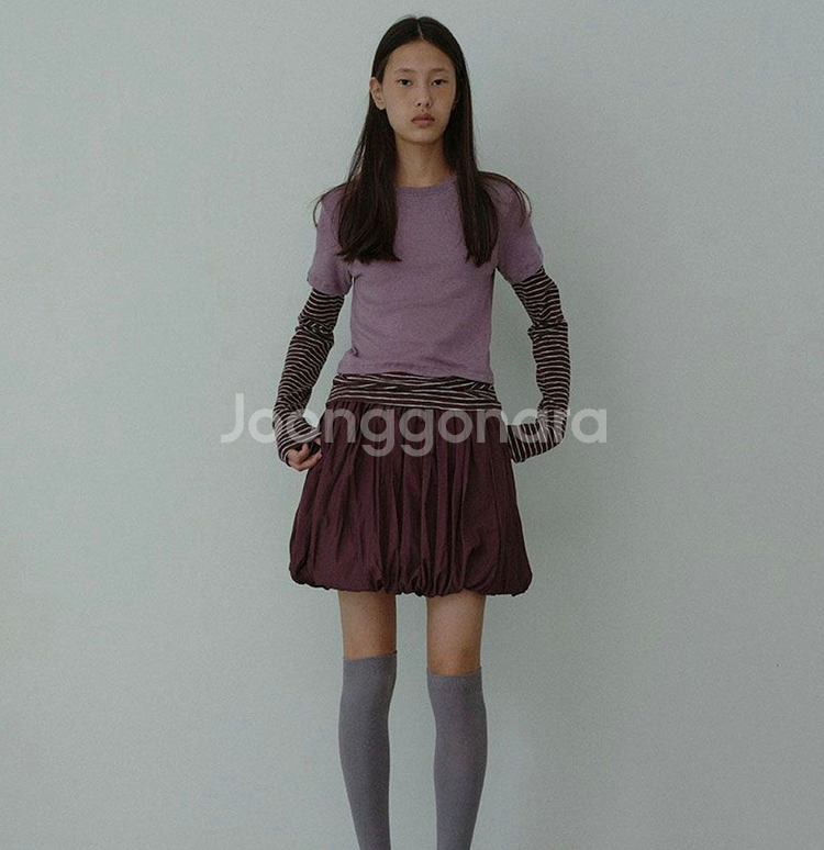 [노컨텐츠] 스트링 벌룬 미니 스커트 와인--1