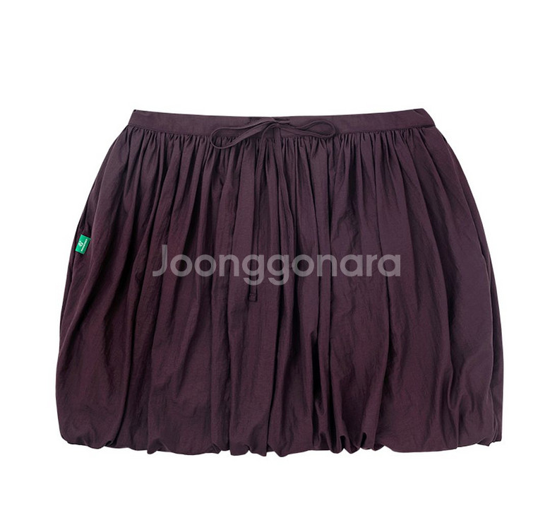 [노컨텐츠] 스트링 벌룬 미니 스커트 와인--6