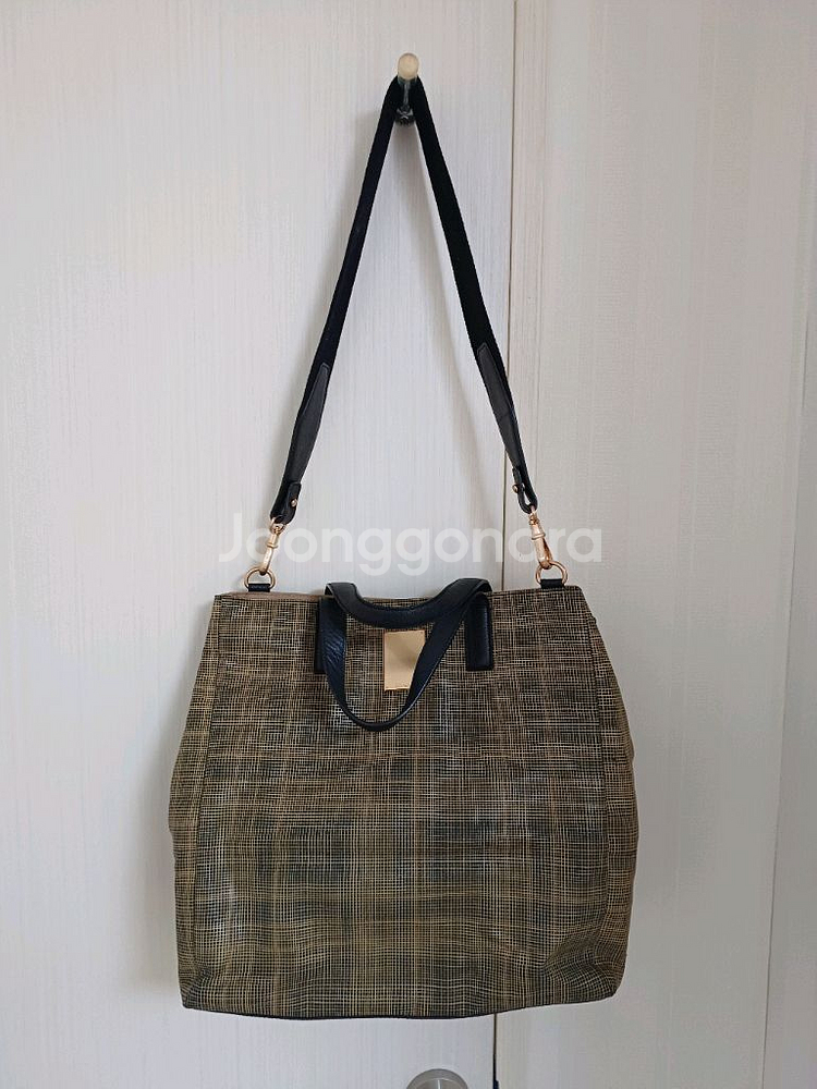 쿠론 체크 패턴 토트 숄더백--1
