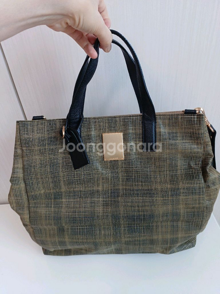 쿠론 체크 패턴 토트 숄더백--0