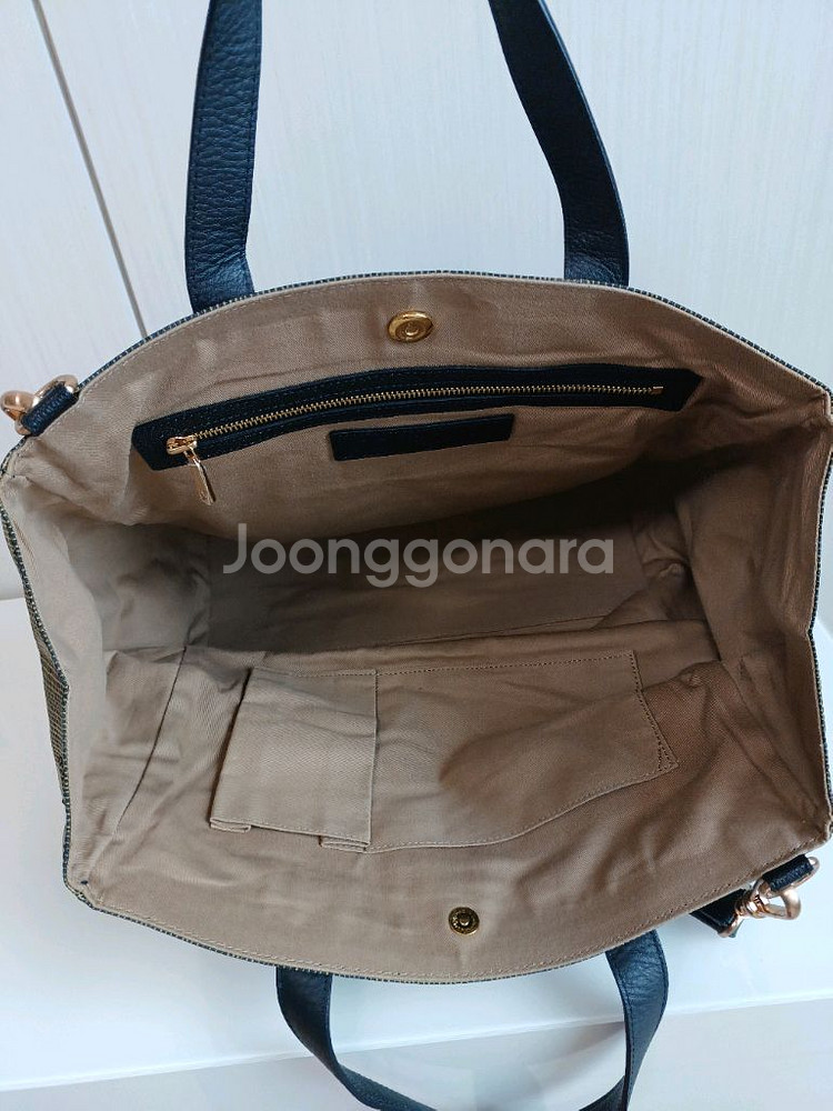 쿠론 체크 패턴 토트 숄더백--5