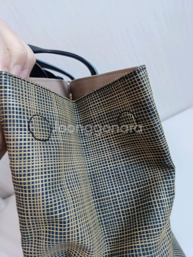 쿠론 체크 패턴 토트 숄더백--6