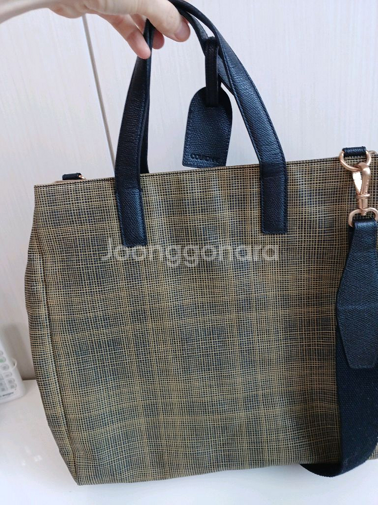 쿠론 체크 패턴 토트 숄더백--8