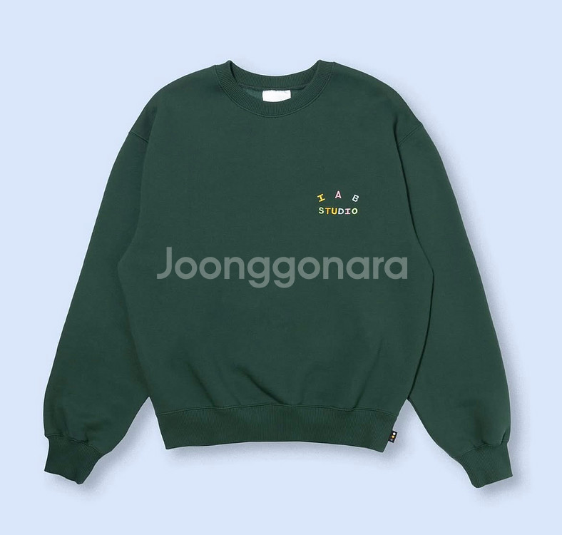 아이앱 스튜디오 아이앱 자수 스웨트셔츠 맨투맨 그린 미개봉 미시착 새상품--0